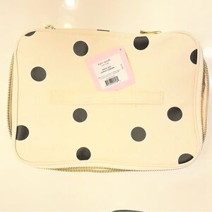Kate Spade Beige and Black Polka Dot Cosmetic Case